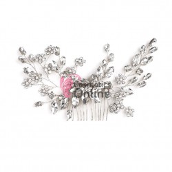 Accesoriu modern pentru decor par CA014LL Argintiu cu pini si cristale si perle